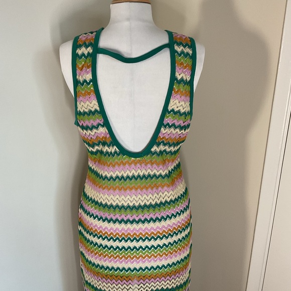 Miken Swim Colorful Knit Chevron Swim Coverup Sleeveless Zig Zag Pattern Size XL - Picture 7 of 8
